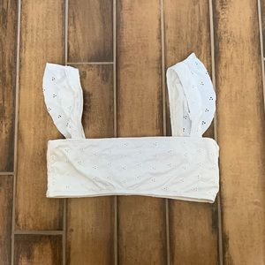 White Eyelet Swim Top